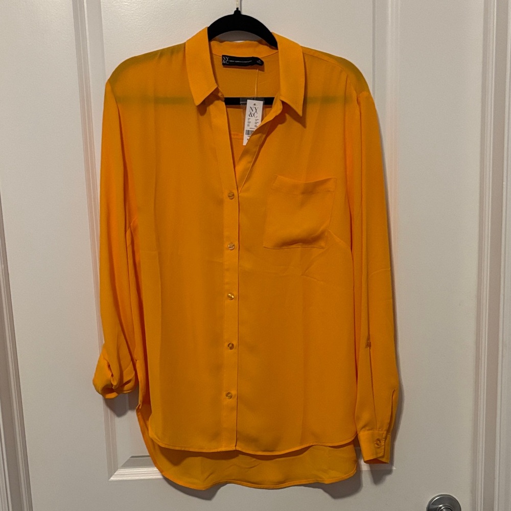 New York & Company Golden Button-Up Shirt